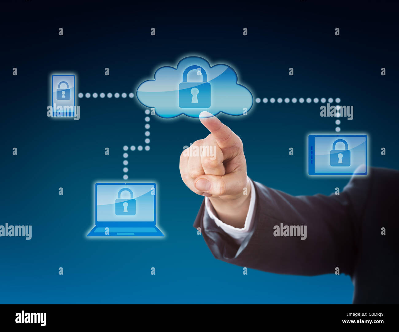 Métaphore de la sécurité Cloud Computing en bleu Banque D'Images