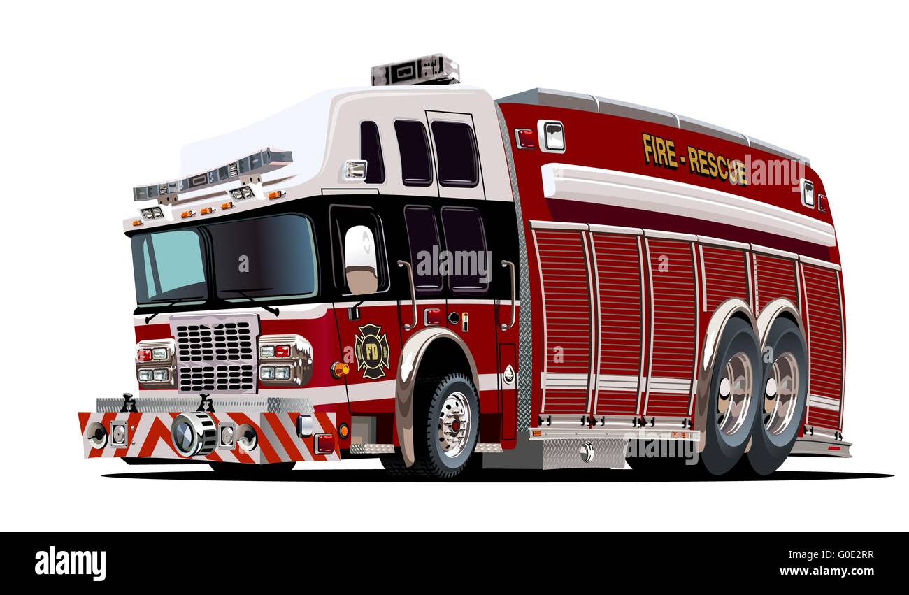 Cartoon Fire Truck Banque D'Images