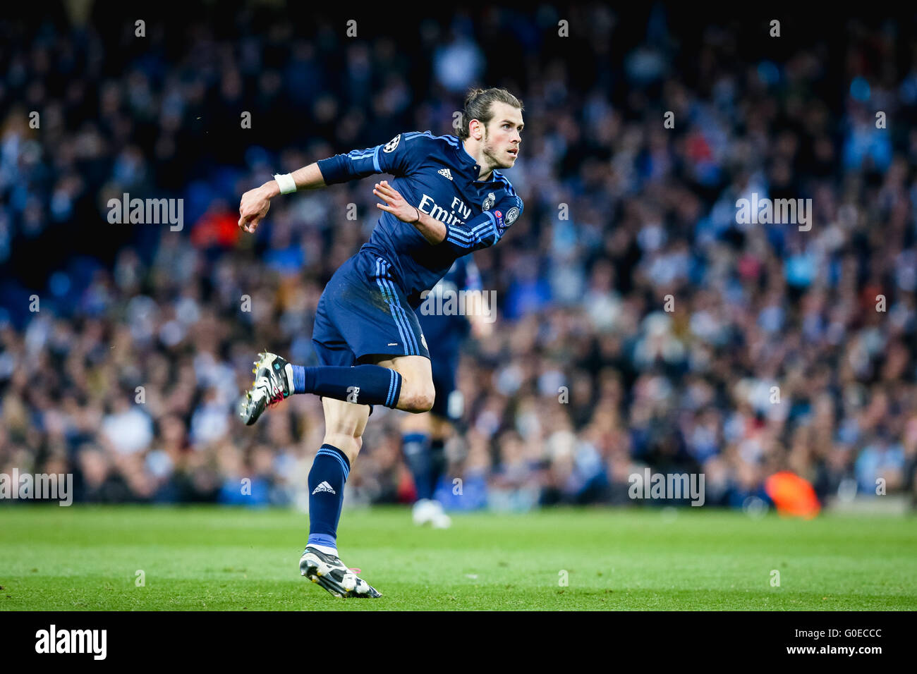 Manchester, UK. Apr 26, 2016. Gareth Bale (Real) Football/soccer : Gareth Bale du Real Madrid au cours de l'UEFA Champions League Semi-final 1ère manche match entre Manchester City et le Real Madrid au stade Etihad à Manchester, Angleterre . © AFLO/Alamy Live News Banque D'Images