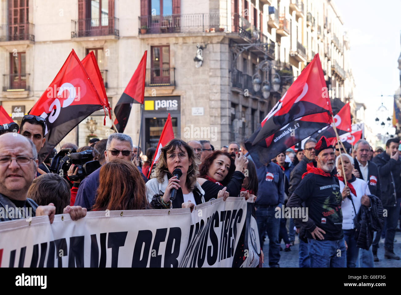 CGT 1er mai 2016 demonstating au cours de festivités Banque D'Images