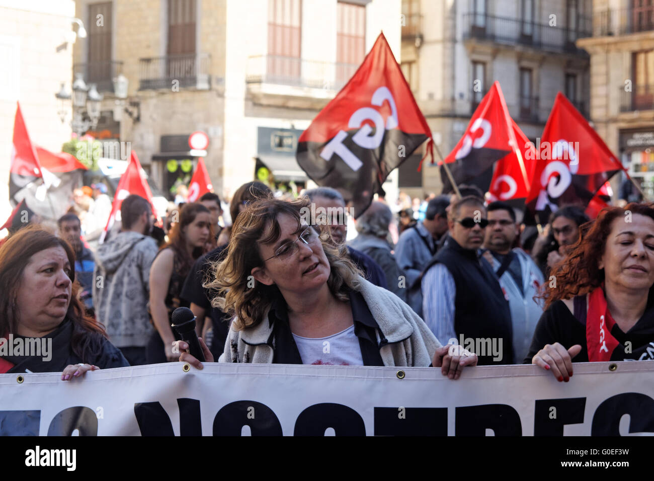 CGT 1er mai 2016 demonstating au cours de festivités Banque D'Images