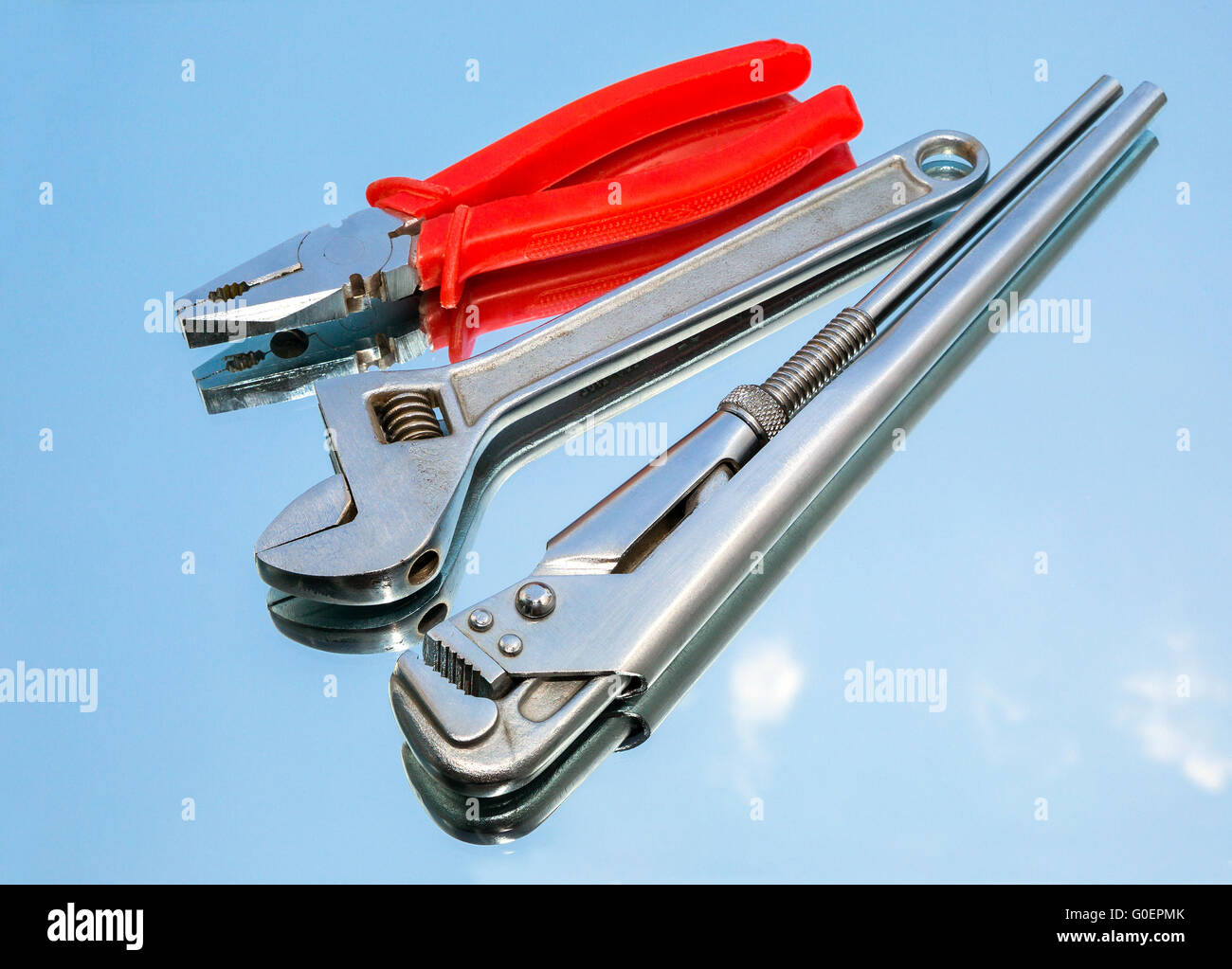 Outils, pinces, clé de serrage, clé à molette Banque D'Images