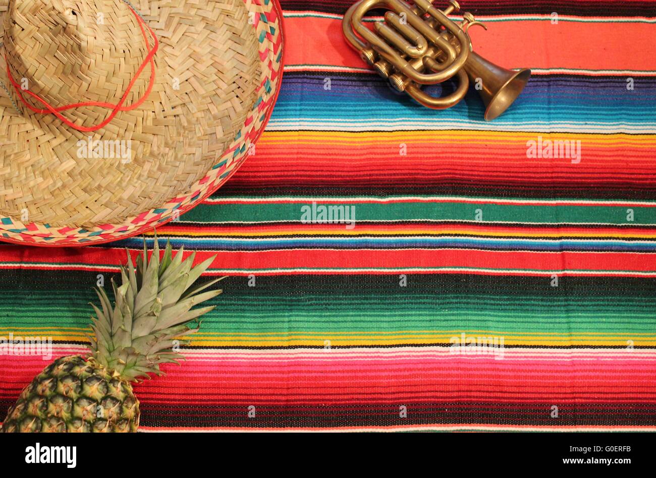 Arrière-plan de sombrero trompette ananas poncho Banque D'Images