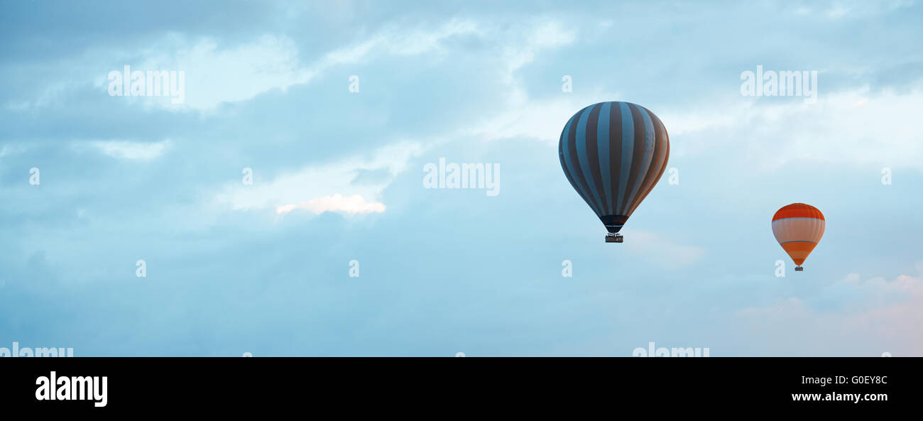 La montgolfière dans le ciel bleu Banque D'Images