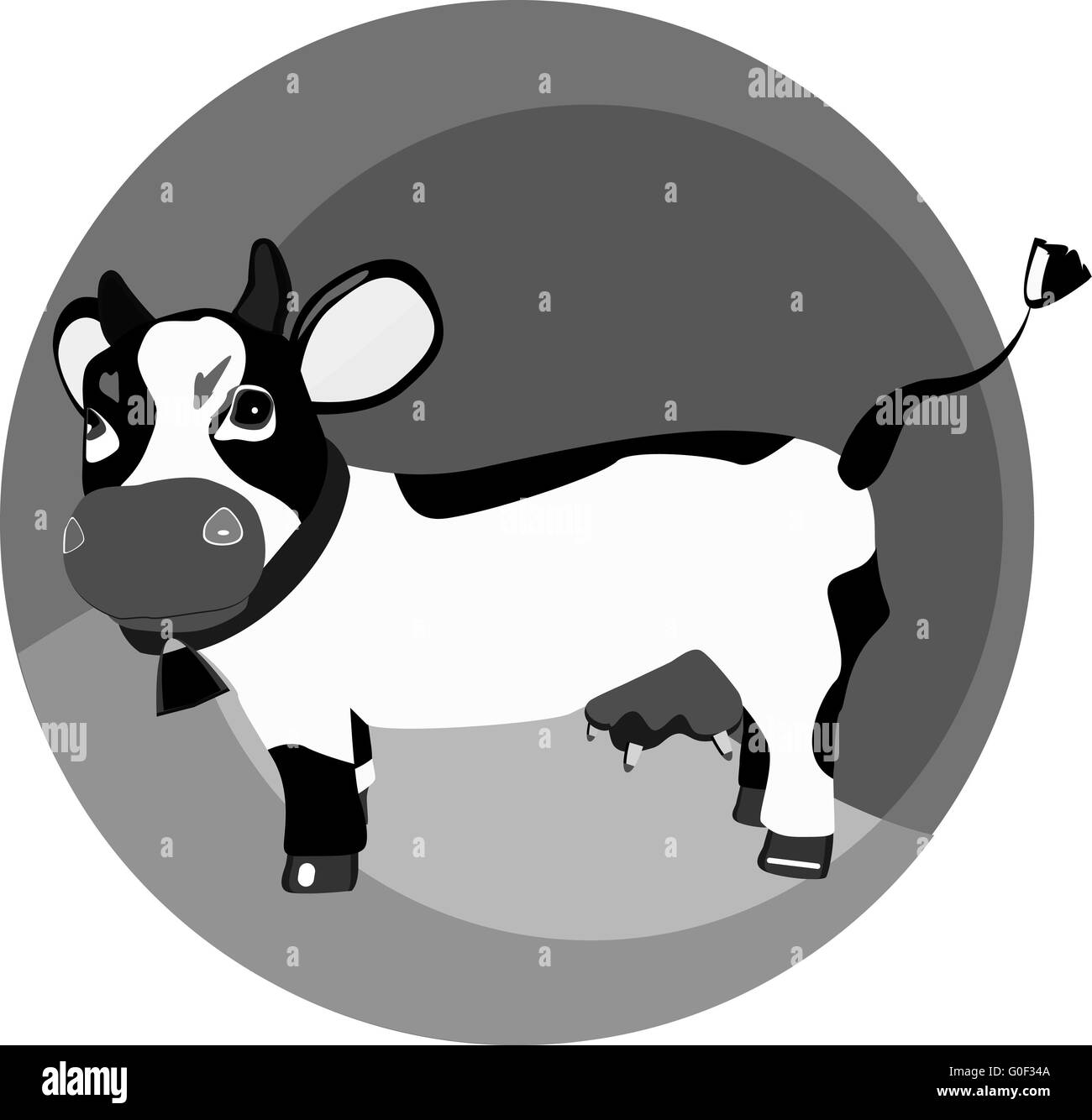 Vache funny monochrome sur l'herbe Banque D'Images