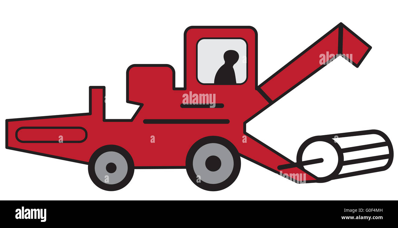 Moissonneuse-batteuse rouge Cartoon Banque D'Images
