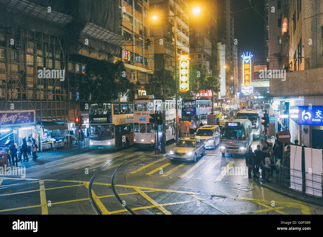 Hong kong street at night Banque D'Images