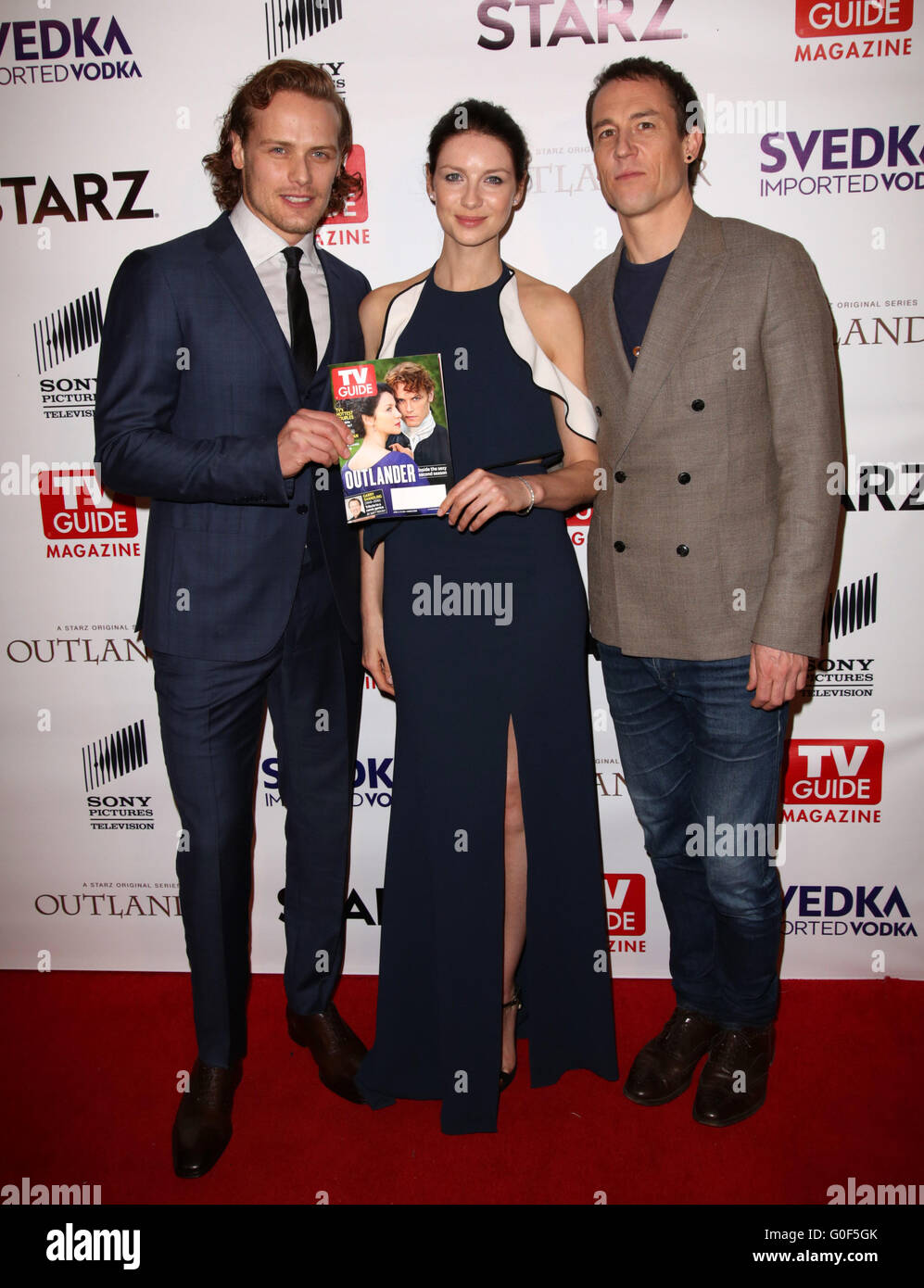 Les célébrités assister à TV Guide Magazine et STARZ célébration de OUTLANDER avec couvercle Caitriona Balfe stars et Sam Heughan à Palihouse West Hollywood. Avec : Sam Heughan, Caitriona Balfe, Tobias Menzies Où : Los Angeles, California, United States Quand : 30 Mars 2016 Banque D'Images