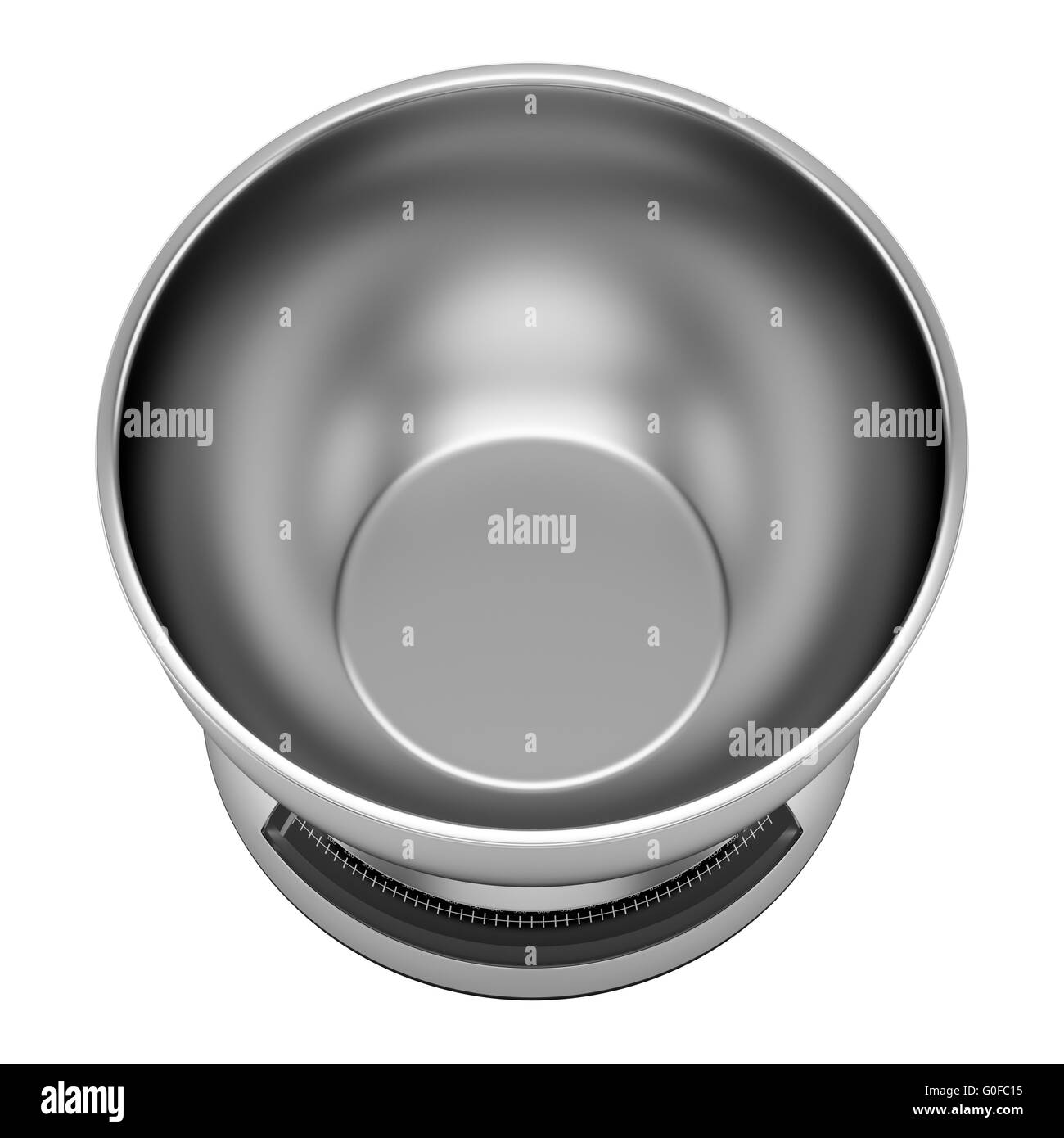 Vue de dessus de balance de cuisine métallique isolé sur fond blanc Banque D'Images