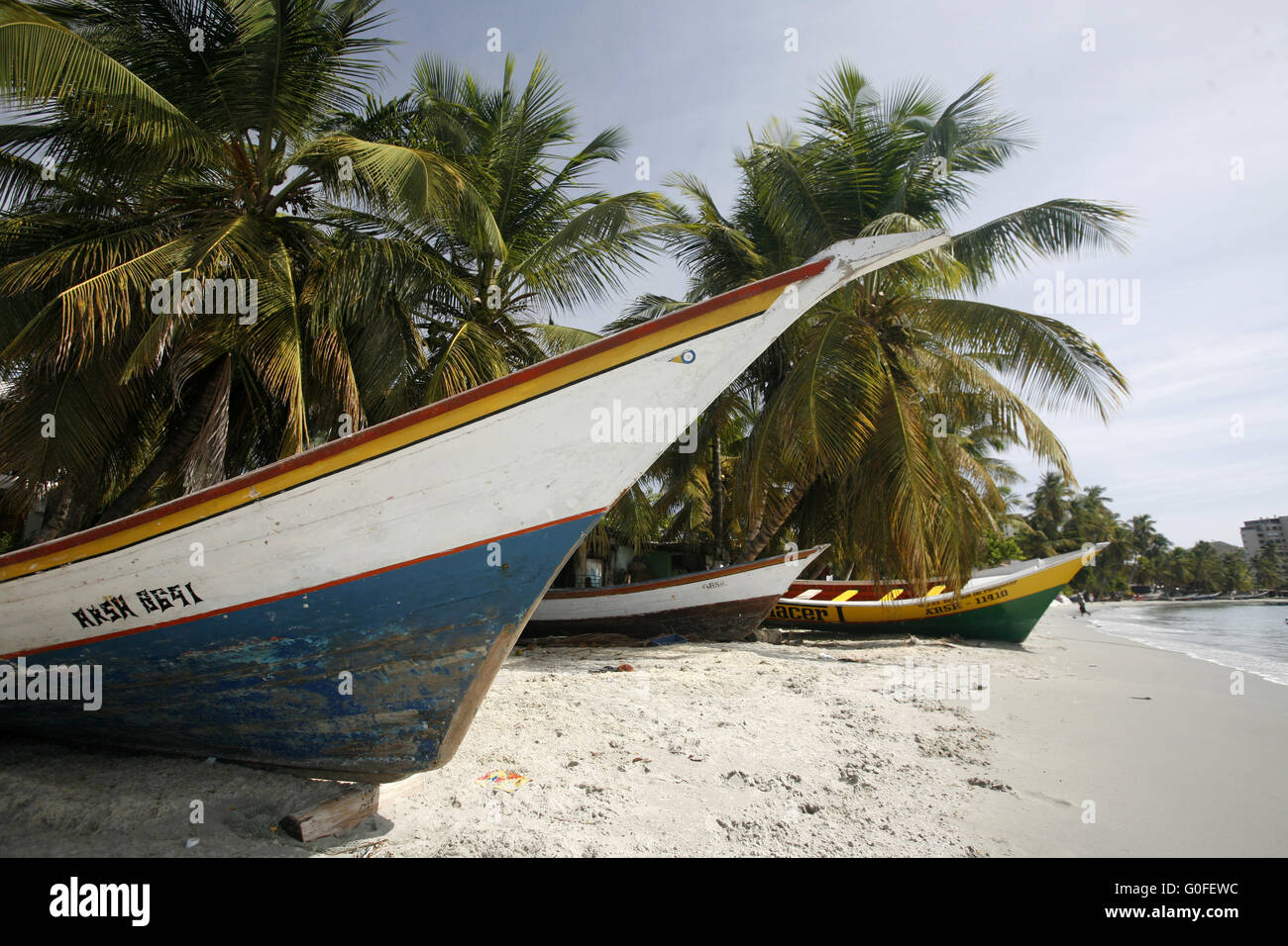 Amérique du Sud VENEZUELA ISLA MARGATITA PAMPATAR PLAGE CÔTE Banque D'Images