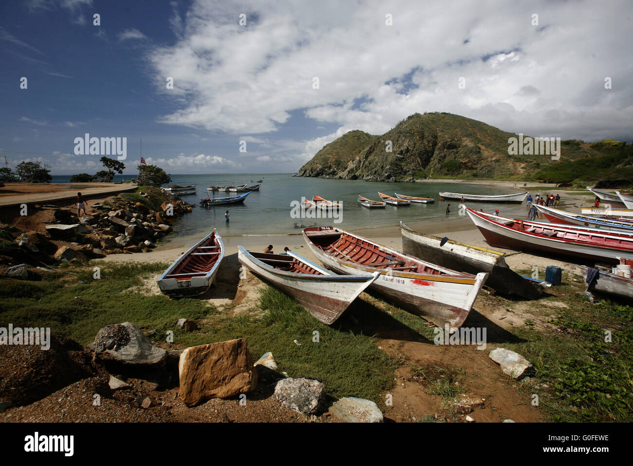 Amérique du Sud VENEZUELA ISLA MARGATITA PAMPATAR PLAGE CÔTE Banque D'Images