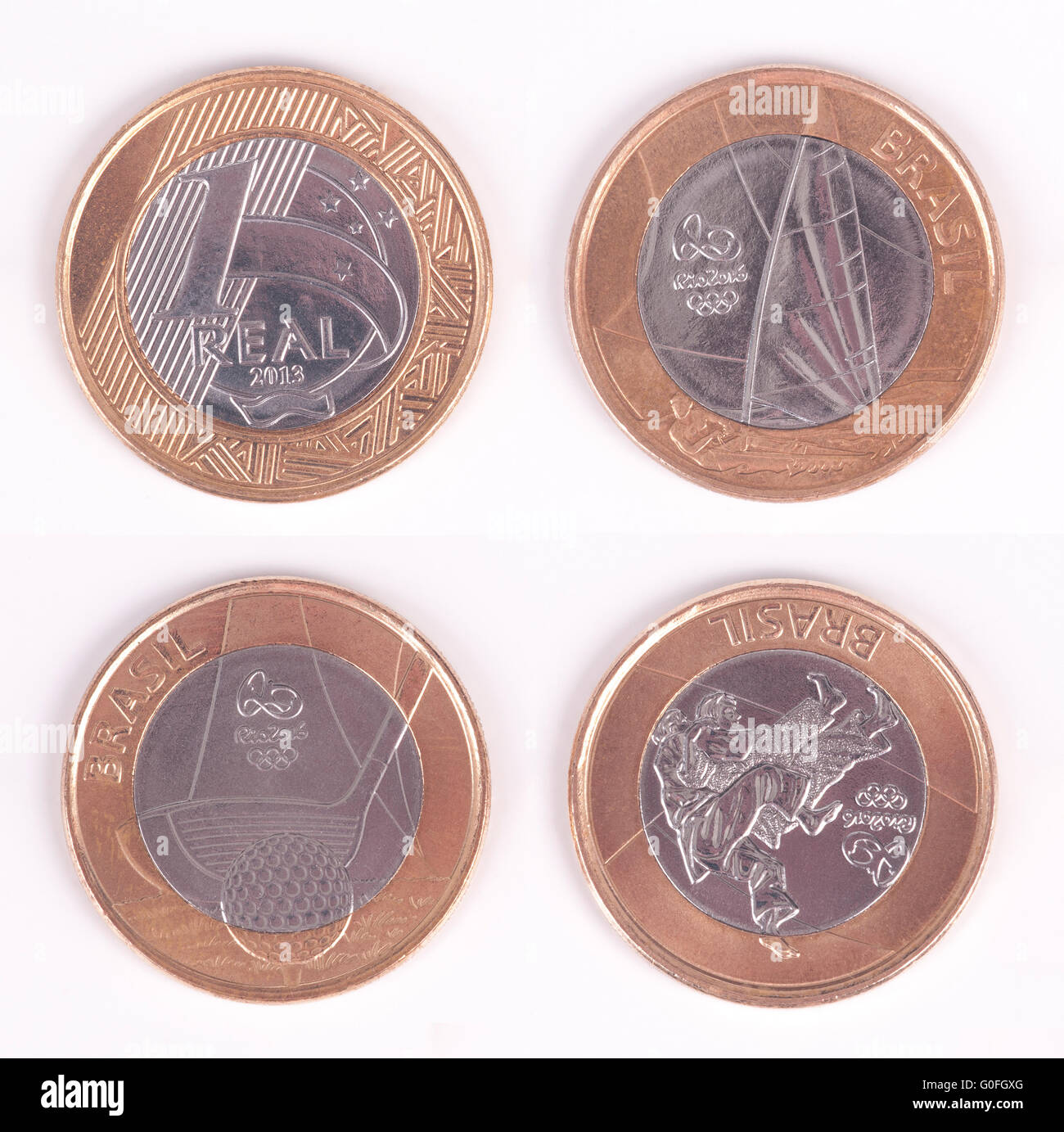 Pièce d'Olympiade Les Jeux Olympique Brésilien sur fond blanc Banque D'Images