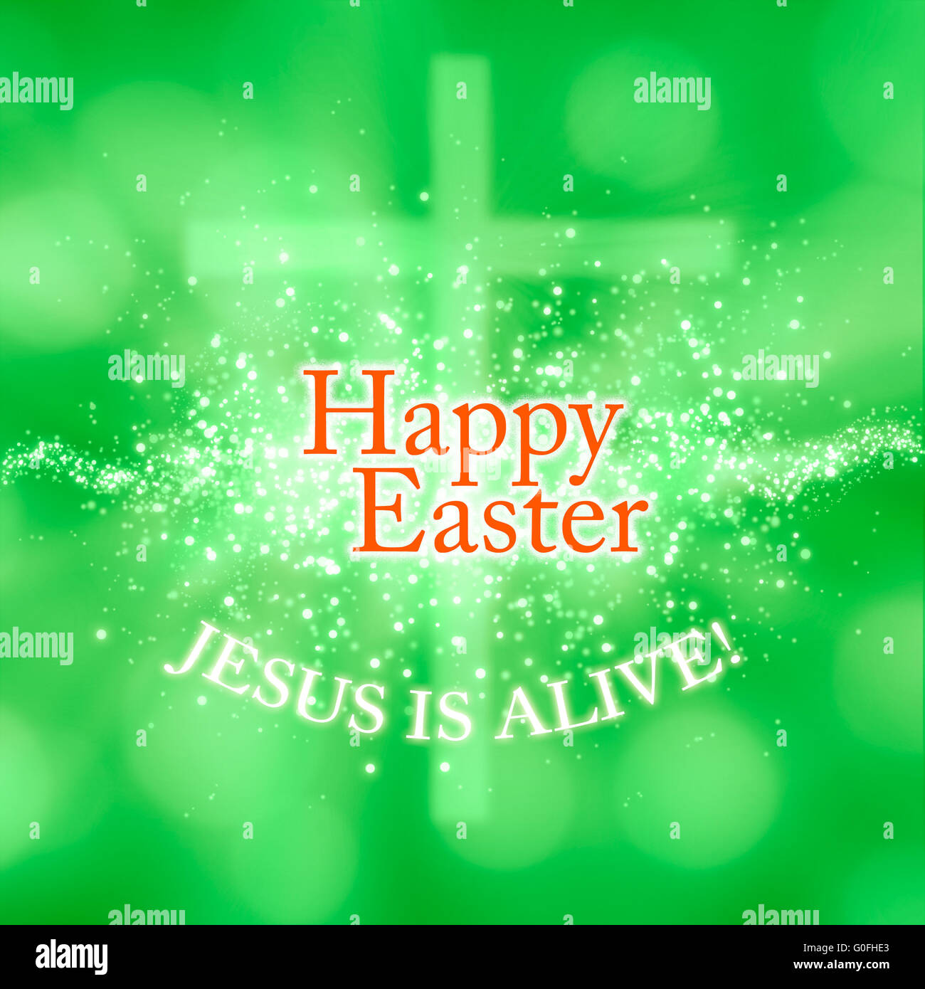 Joyeuses Pâques carte de souhaits Jésus est vivant Banque D'Images