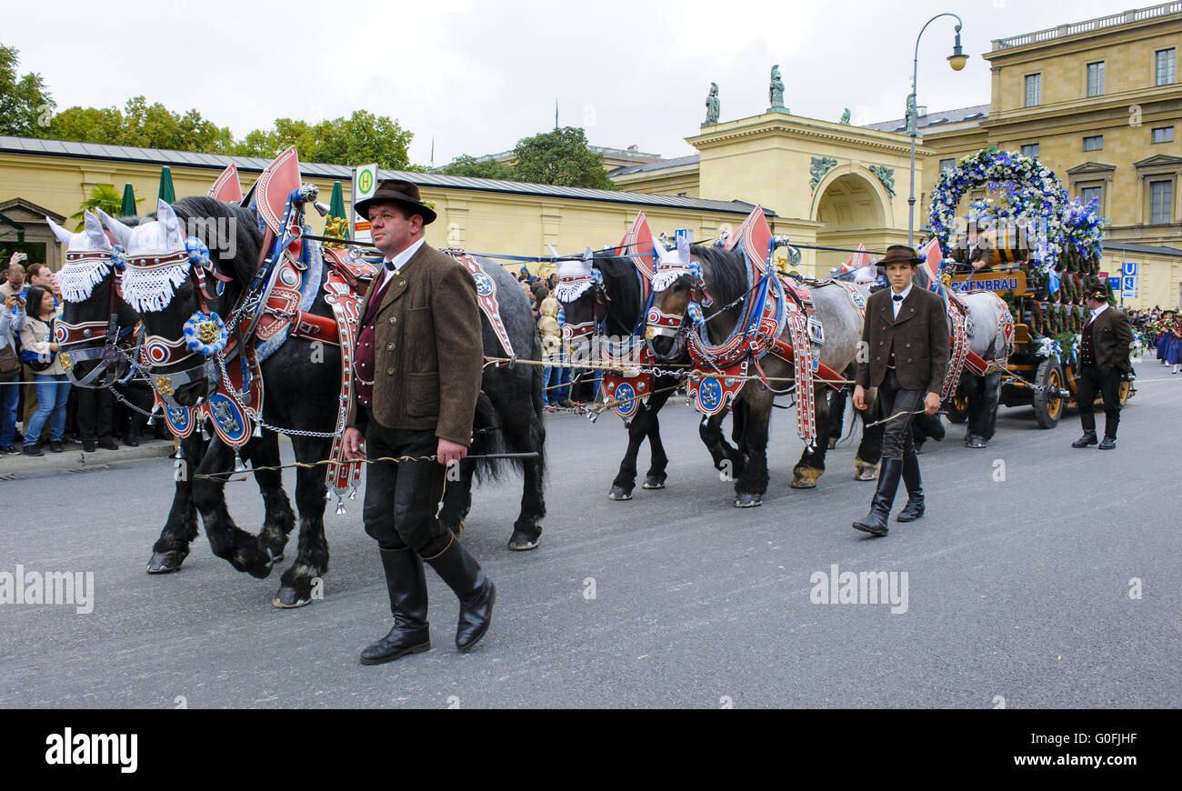 Parade d'ouverture de l'Oktoberfest de Munich Banque D'Images