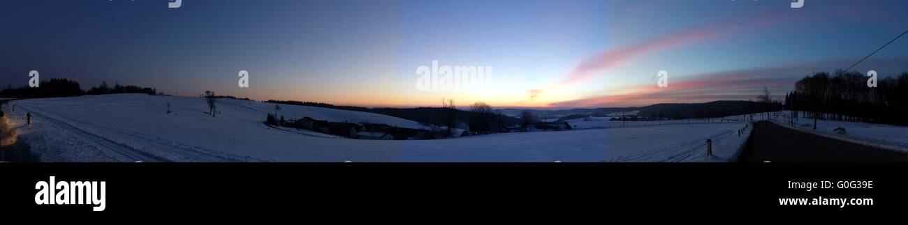 Matin hiver neige Panorama Banque D'Images