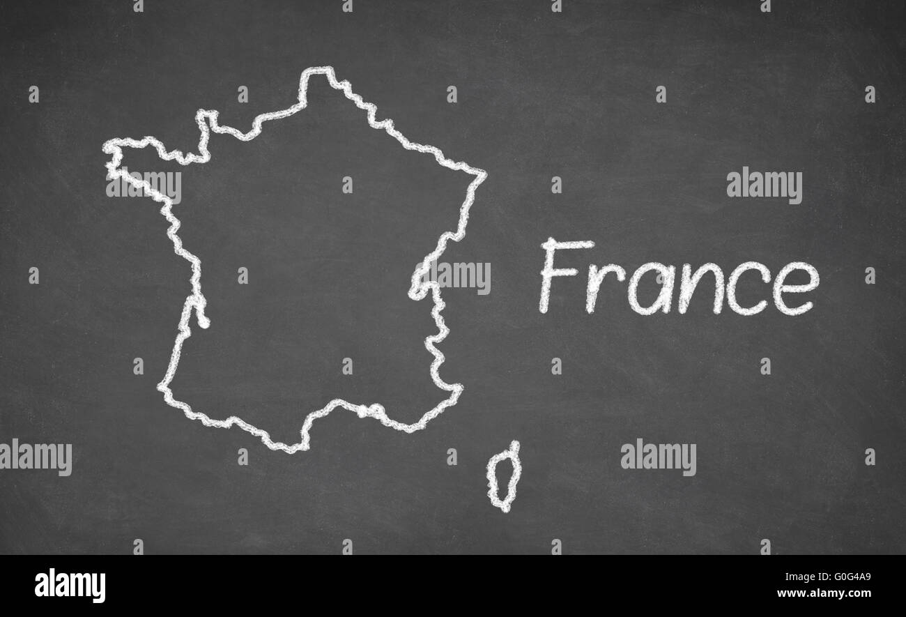 France carte dessinée on chalkboard Banque D'Images