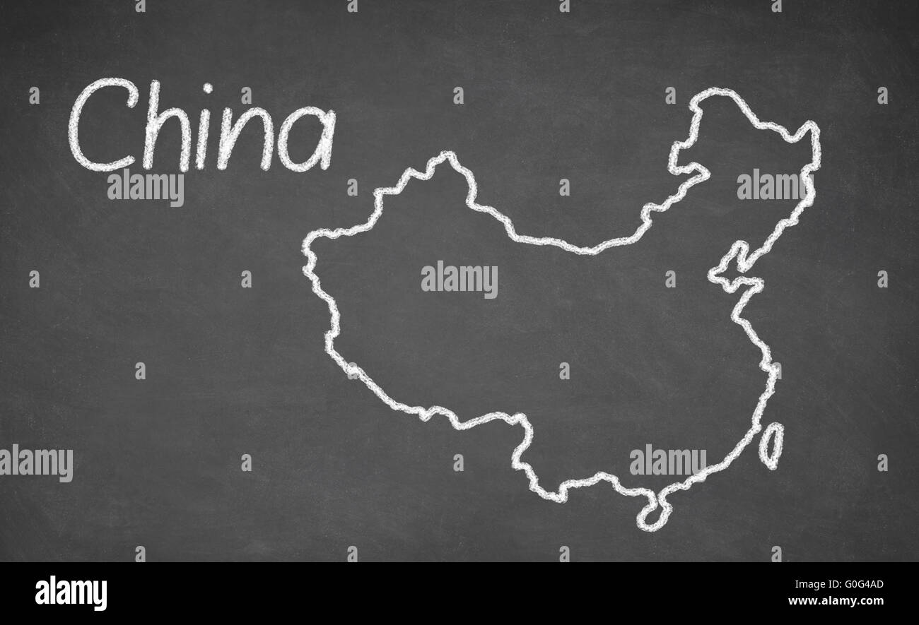 Chine carte dessinée on chalkboard Banque D'Images