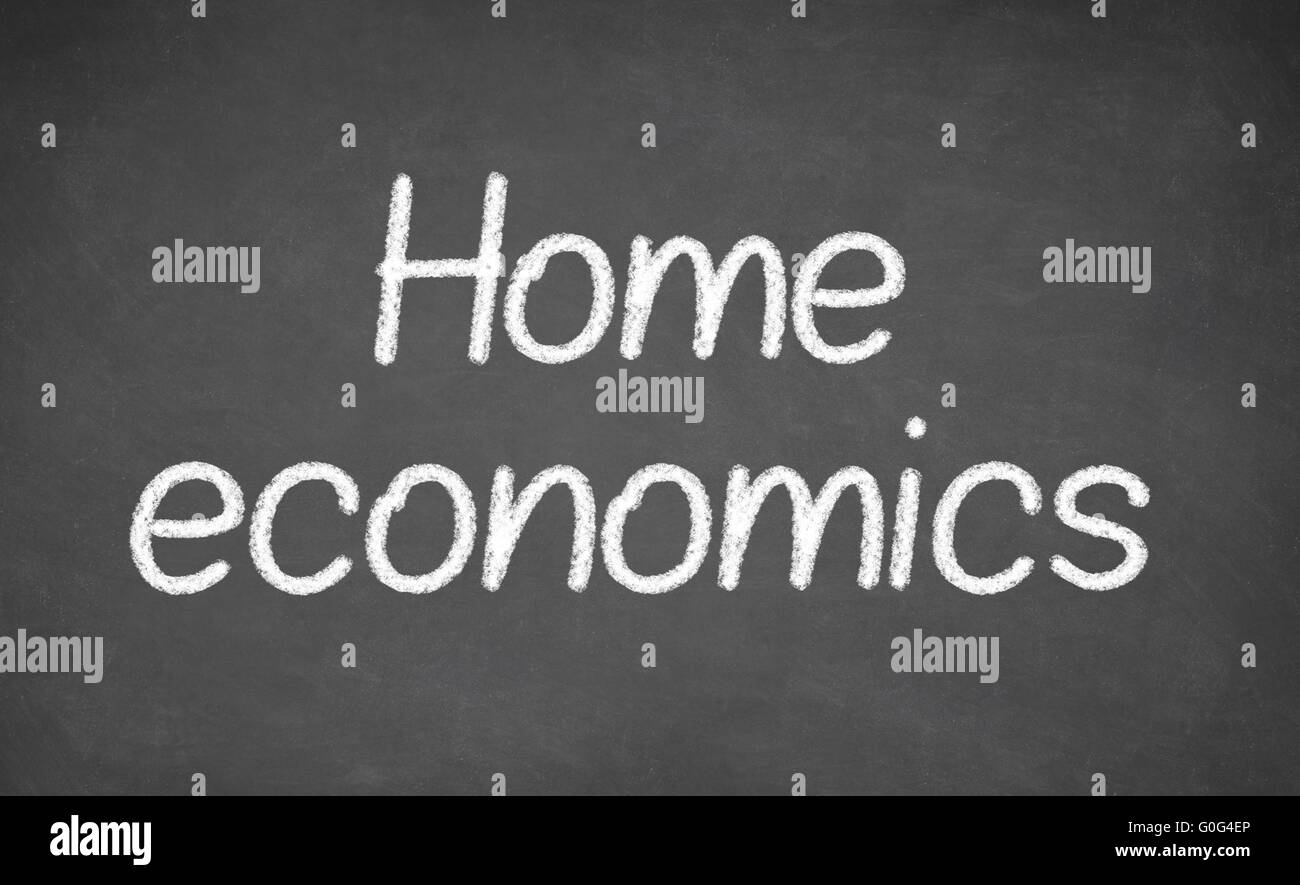 Leçon d'économie domestique sur tableau noir ou tableau. Banque D'Images