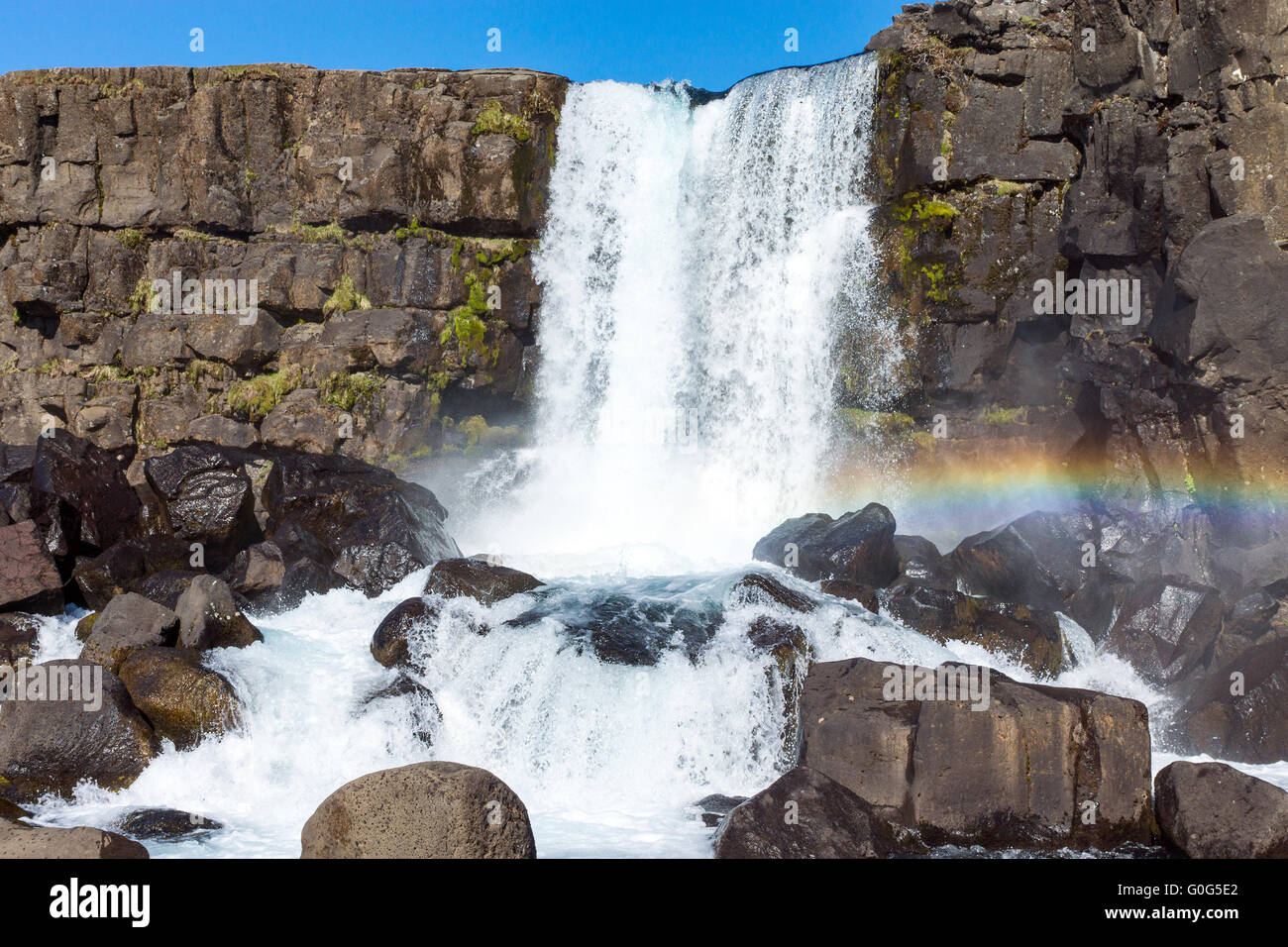 La magnifique cascade Oxarafoss en Islande Banque D'Images