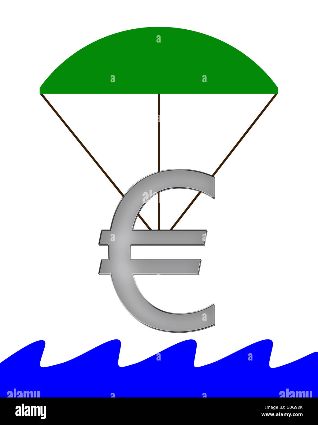 Symbole de l'euro est suspendu à un parachute Banque D'Images