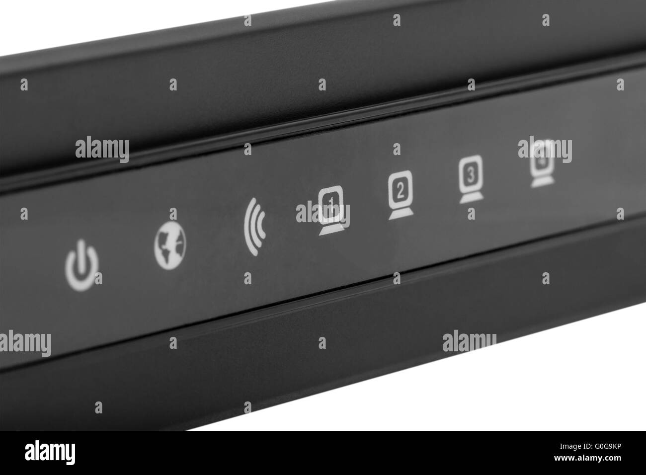 Collection électronique - réseau internet sans fil noire routeur wi-fi isolé sur fond blanc Banque D'Images