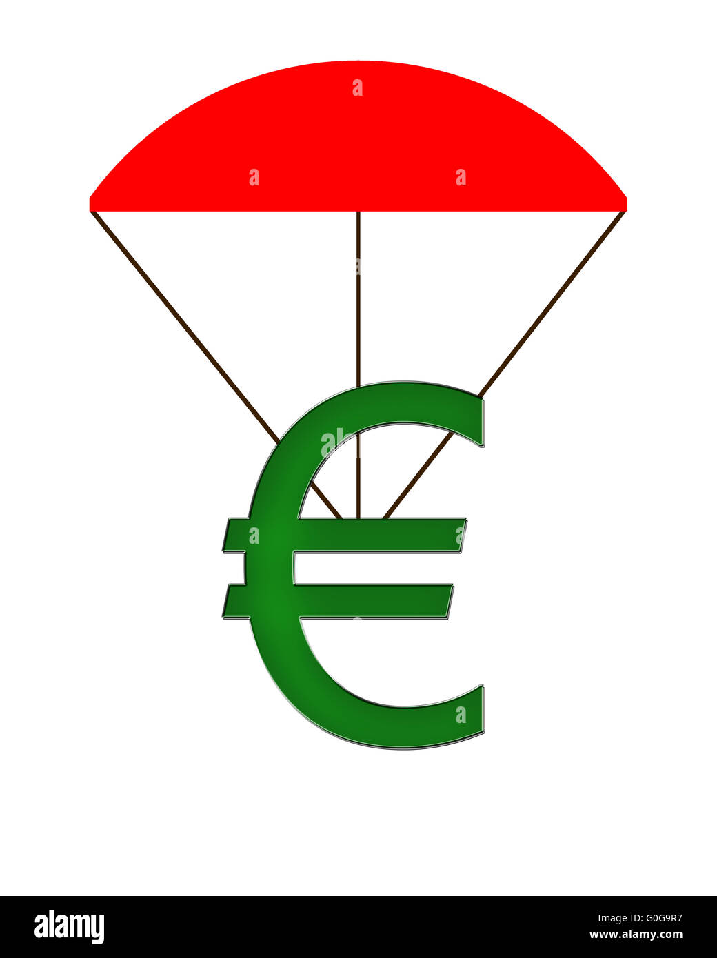 Symbole de l'euro est suspendu à un parachute Banque D'Images