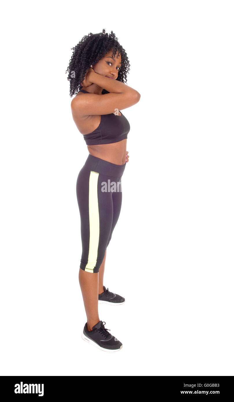 African American Woman in exercice tenue. Banque D'Images