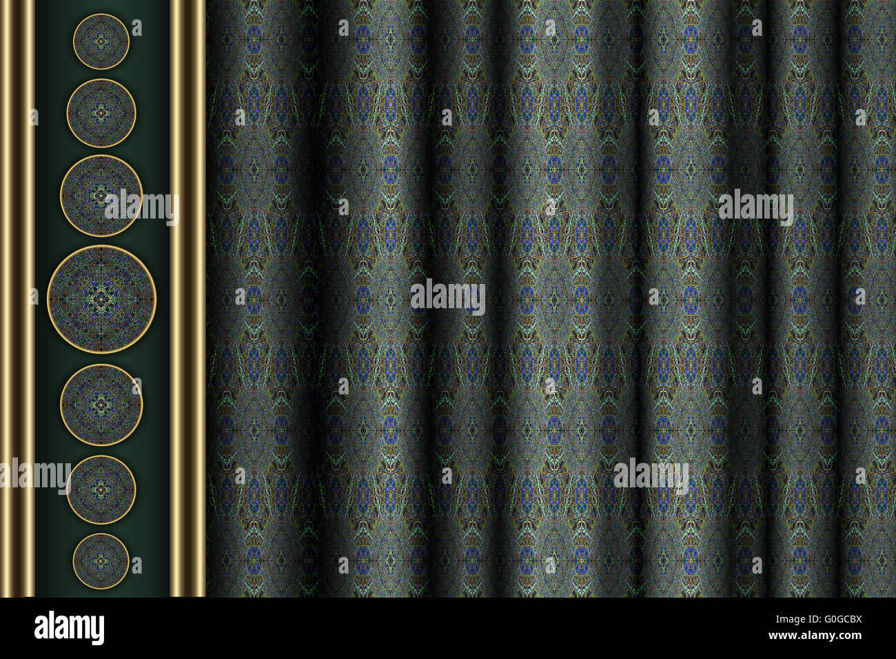 Résumé fond vert avec des rideaux et latéraux Banque D'Images