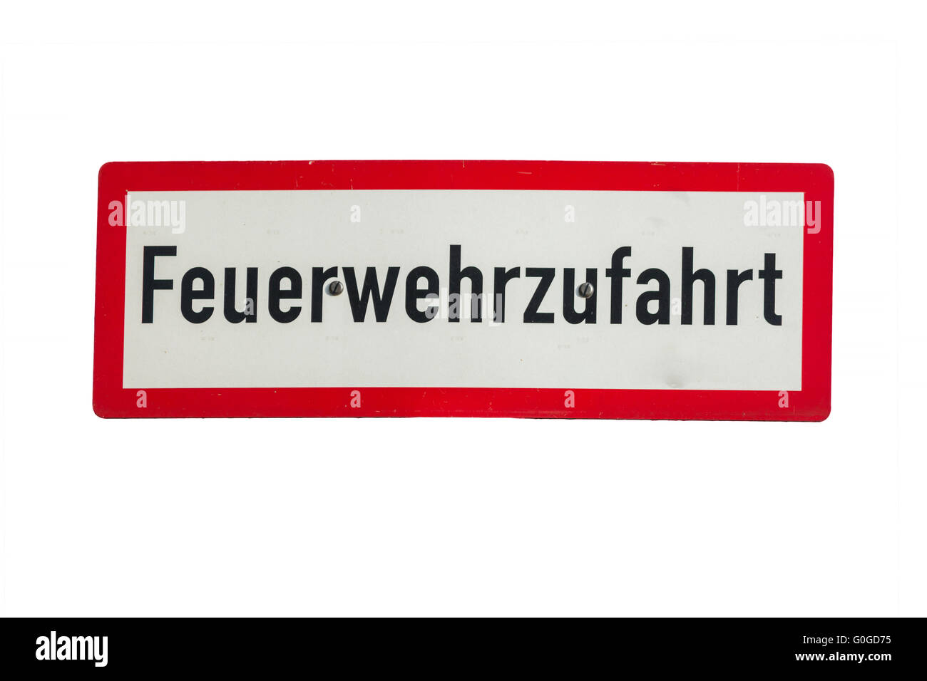 Inscription du panneau routier en allemand à incendie, Banque D'Images