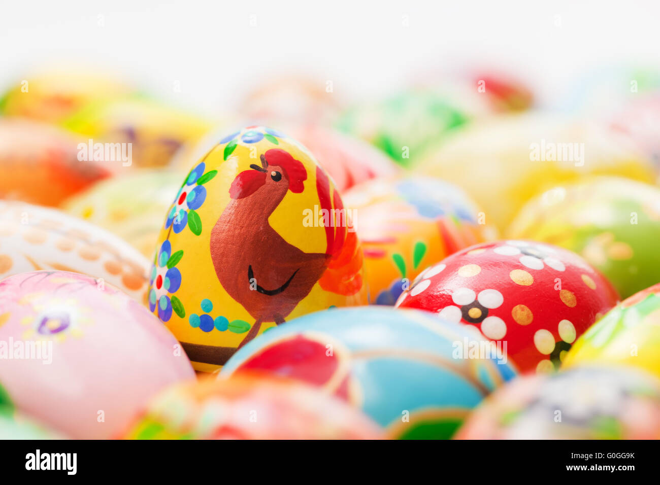 Collection d'oeufs de Pâques à la main. Peint de poulet Banque D'Images