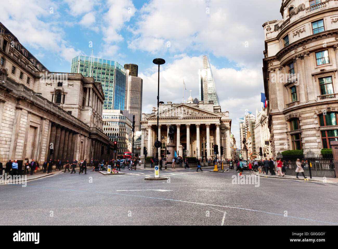 Banque d'Angleterre, le Royal Exchange à Londres, au Royaume-Uni. Banque D'Images