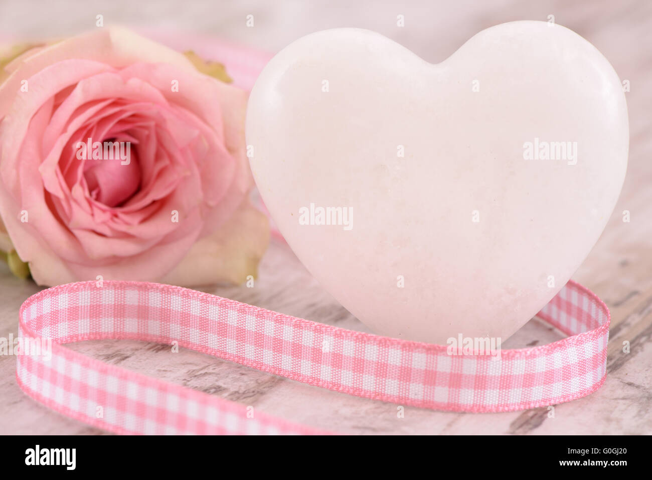 Valentines Day à la rose et le coeur dans l'amour Banque D'Images