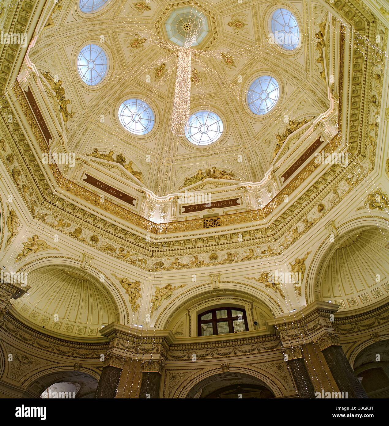Vue intérieure du dôme du musée d'histoire naturelle à Vienne Banque D'Images