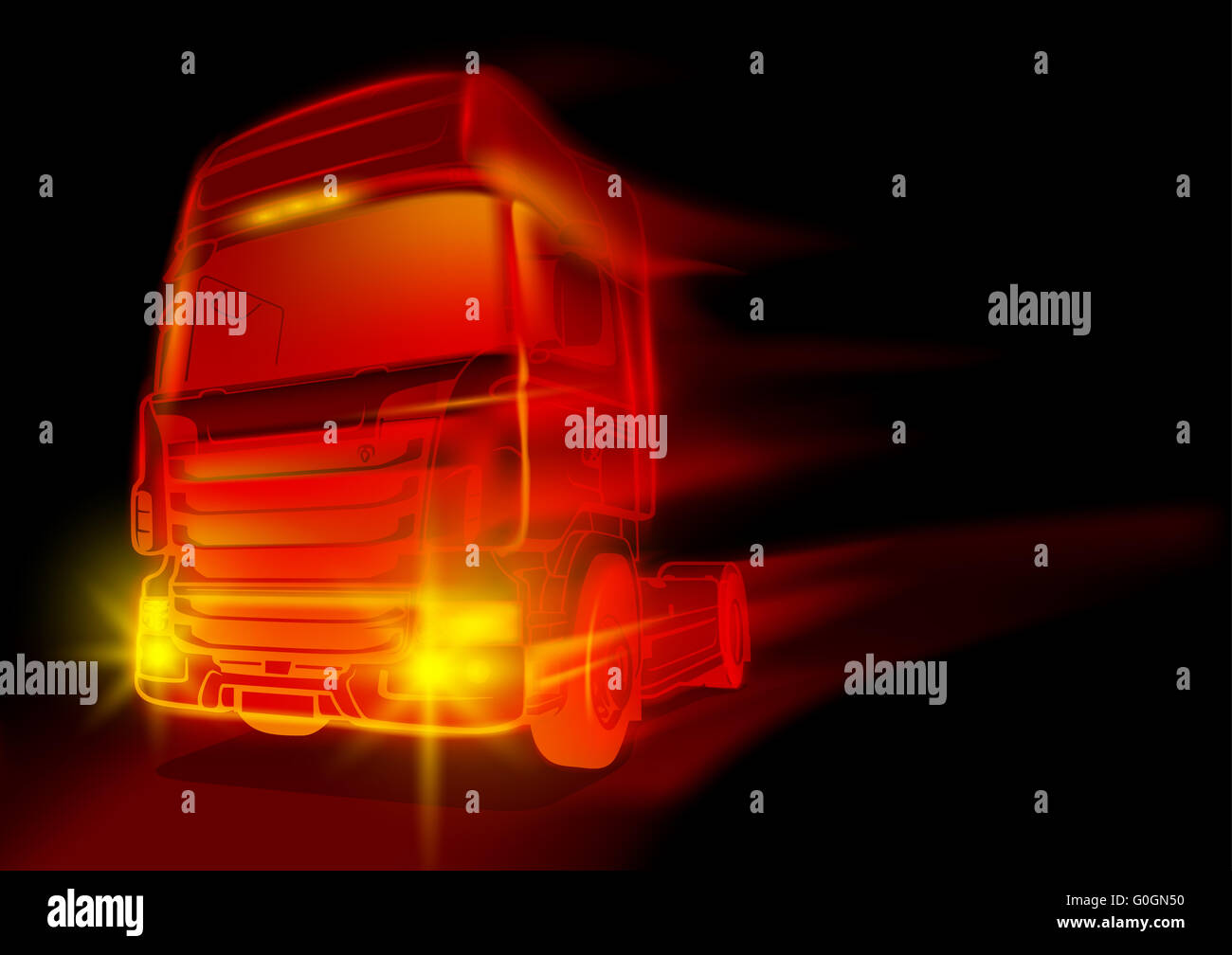 Camion rougeoyants rouges Banque D'Images