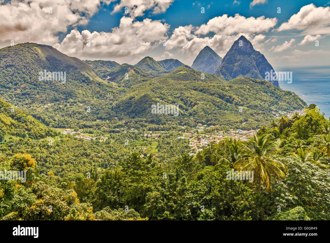 Les Pitons Sainte-lucie Antilles Banque D'Images