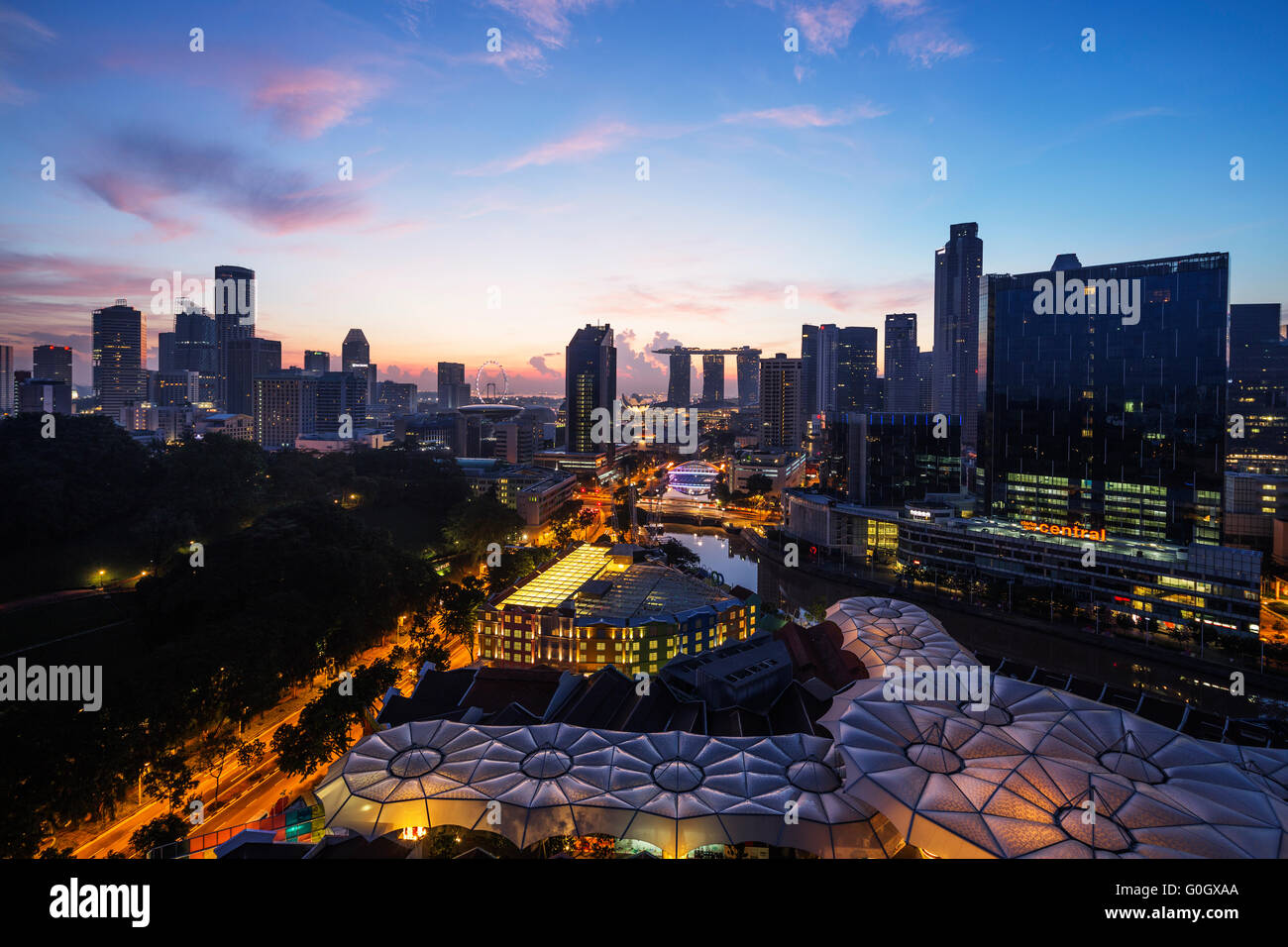 L'Asie du Sud Est, Singapour, Clarke Quay et Marina Bay Sands Hotel and Casino Banque D'Images
