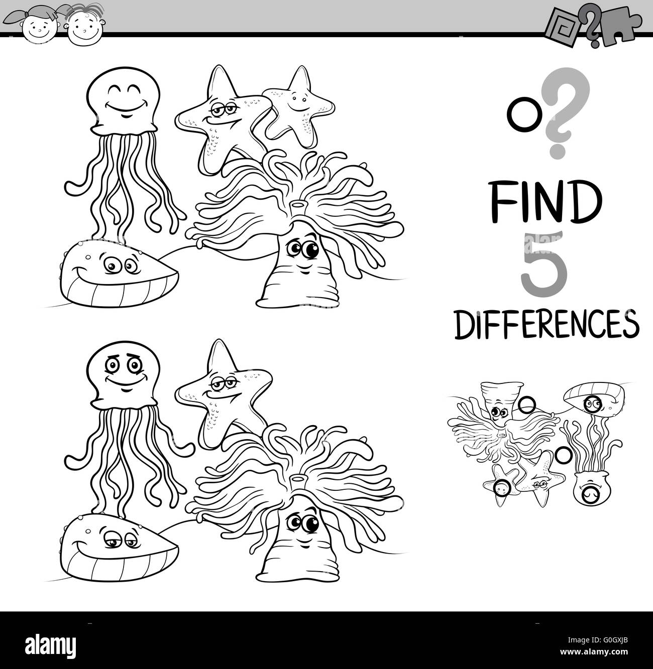 Les différences de jeu Coloring Book Banque D'Images