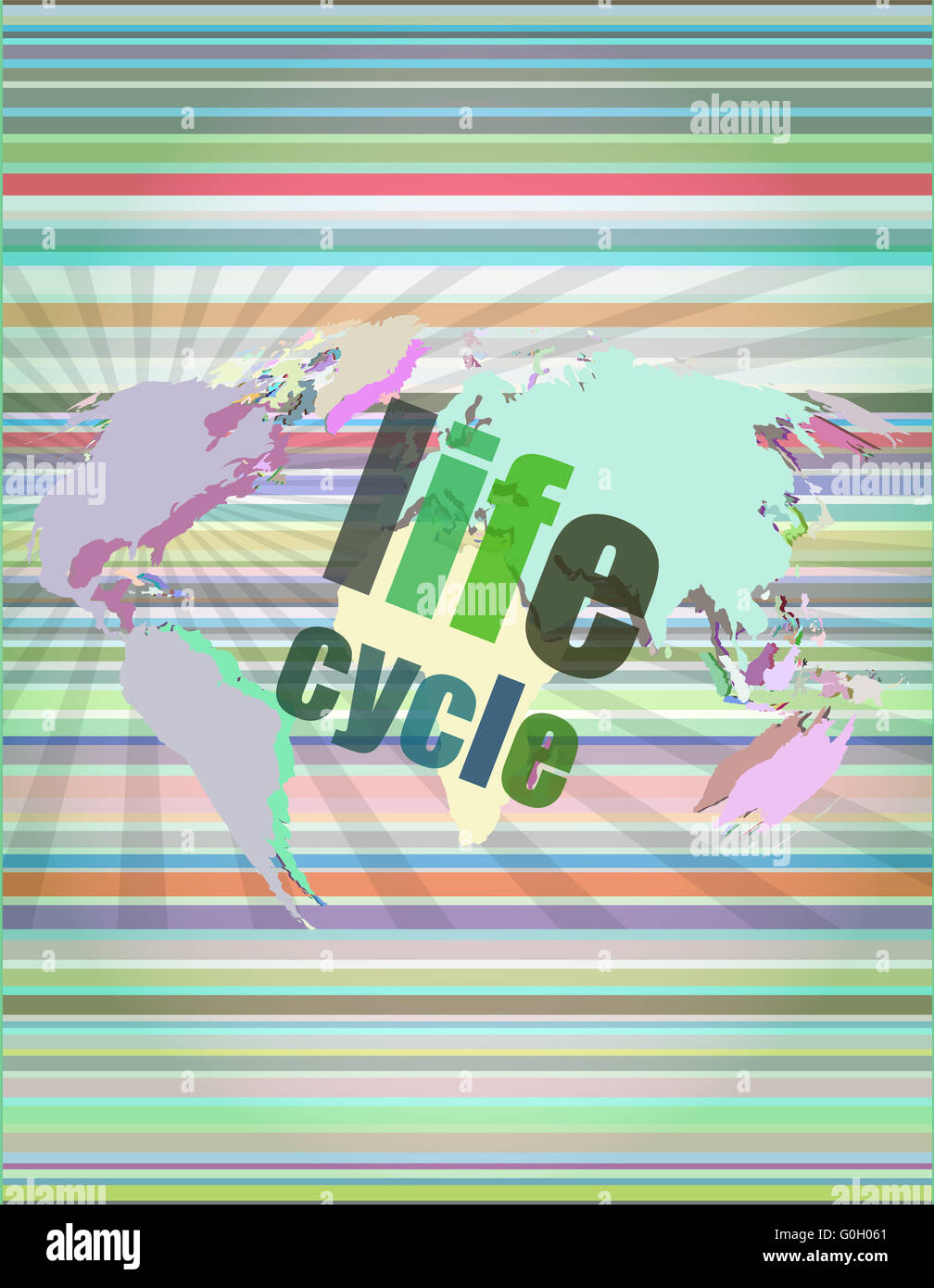 Mots clés du cycle de vie sur l'écran tactile numérique vector illustration Banque D'Images