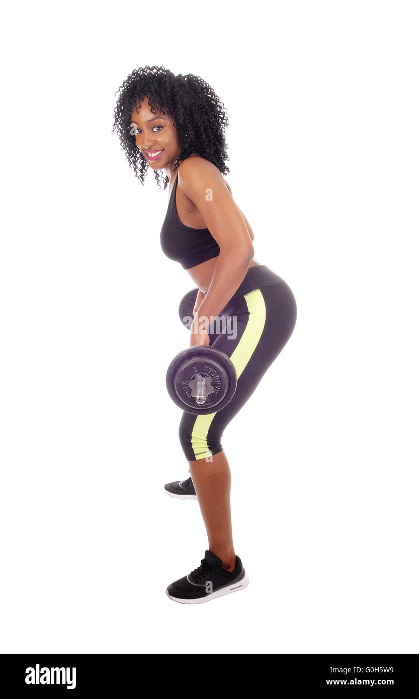 African American Woman poids de levage . Banque D'Images
