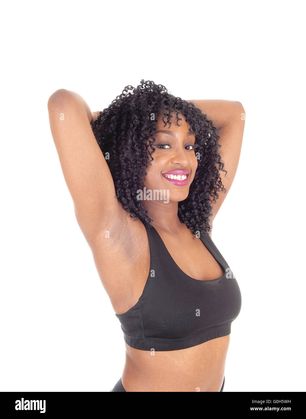 African American Woman in exercice tenue. Banque D'Images