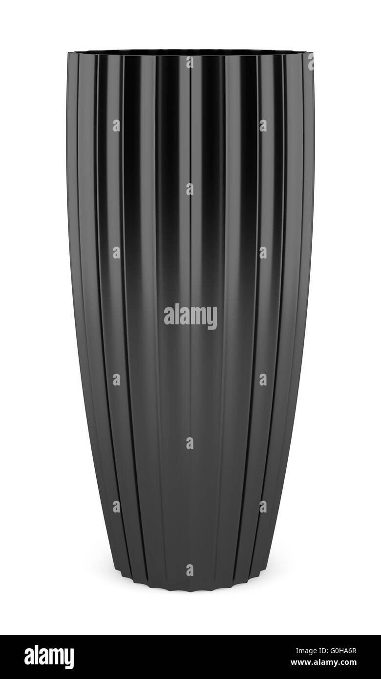 Vase en céramique noir isolé sur fond blanc Banque D'Images