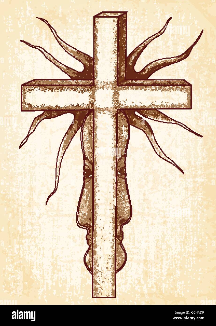 L'abstraction gothique avec croix en toile de fond. Graphiques vectoriels surréaliste. Illustration de Vecteur