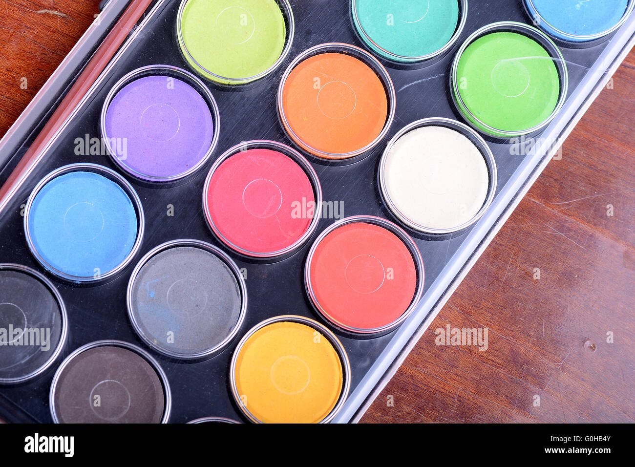Ensemble de peintures aquarelle close up Banque D'Images