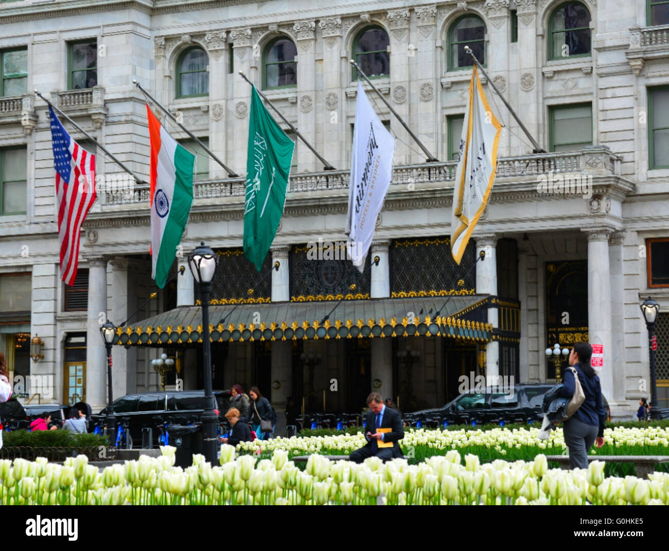L'entrée de la 5e Avenue Plaza Hotel, NYC,USA Banque D'Images