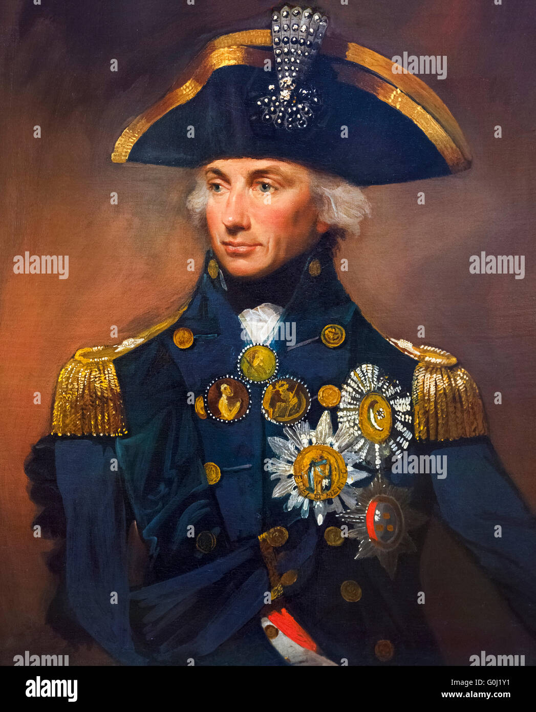 Lord Nelson. Portrait du Contre-amiral sir Horatio Nelson (10 Downing Street) par Lemuel Francis Abbot, huile sur toile, 1799. Banque D'Images