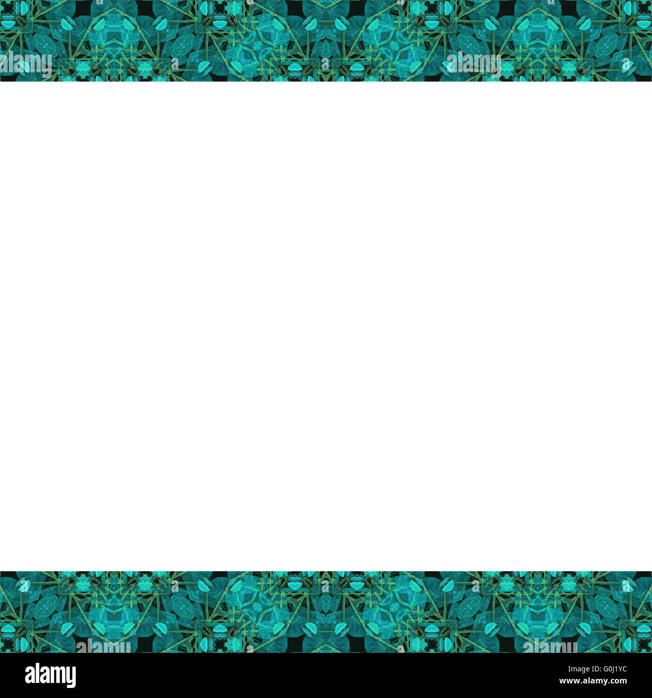 Arrière-plan de papeterie blanc décoratif avec motif géométrique Conception de mosaïque dans les tons jaune et turquoise les frontières. Banque D'Images