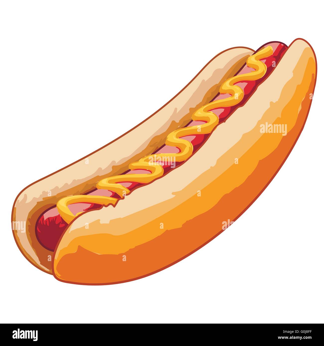 Avec hot-Dog saucisse grillée Illustration de Vecteur