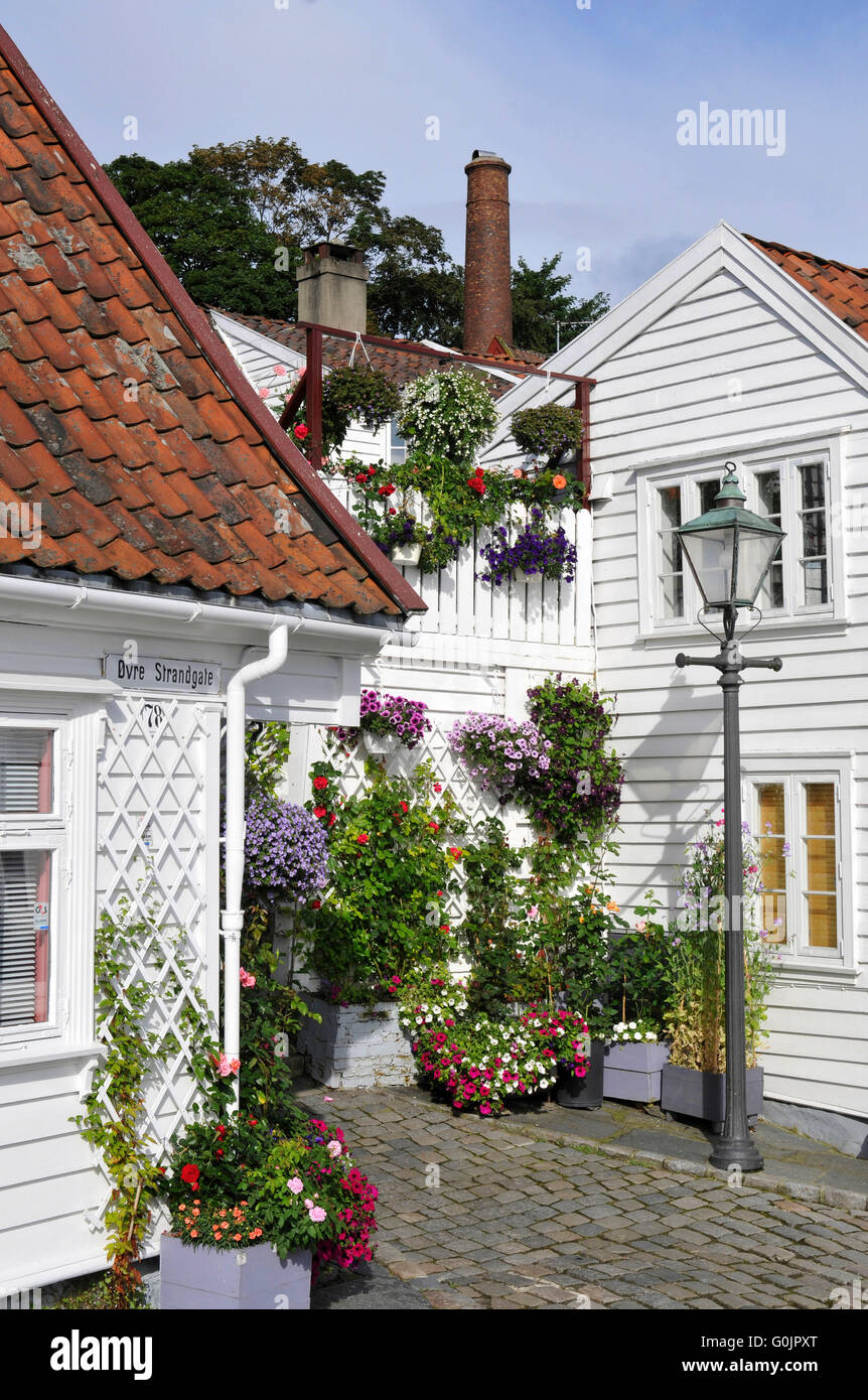 Maison en bois, maisons, Gamle Stavanger, rizière, vieille ville, Stavanger, Rogaland, Banque D'Images