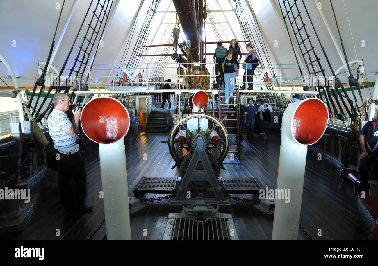 Pont supérieur, navire navire de recherche polaire, Fram, Fram Museum, Oslo, Norvège / Frammuseet Banque D'Images