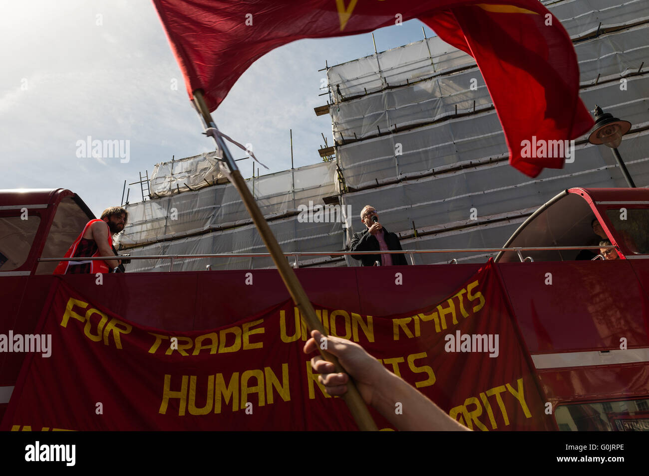 Londres, Royaume-Uni. 1er mai 2016. Jeremy Corbyn, chef du parti travailliste, parle au cours de mai. Wiktor Szymanowicz/Alamy Live News Banque D'Images